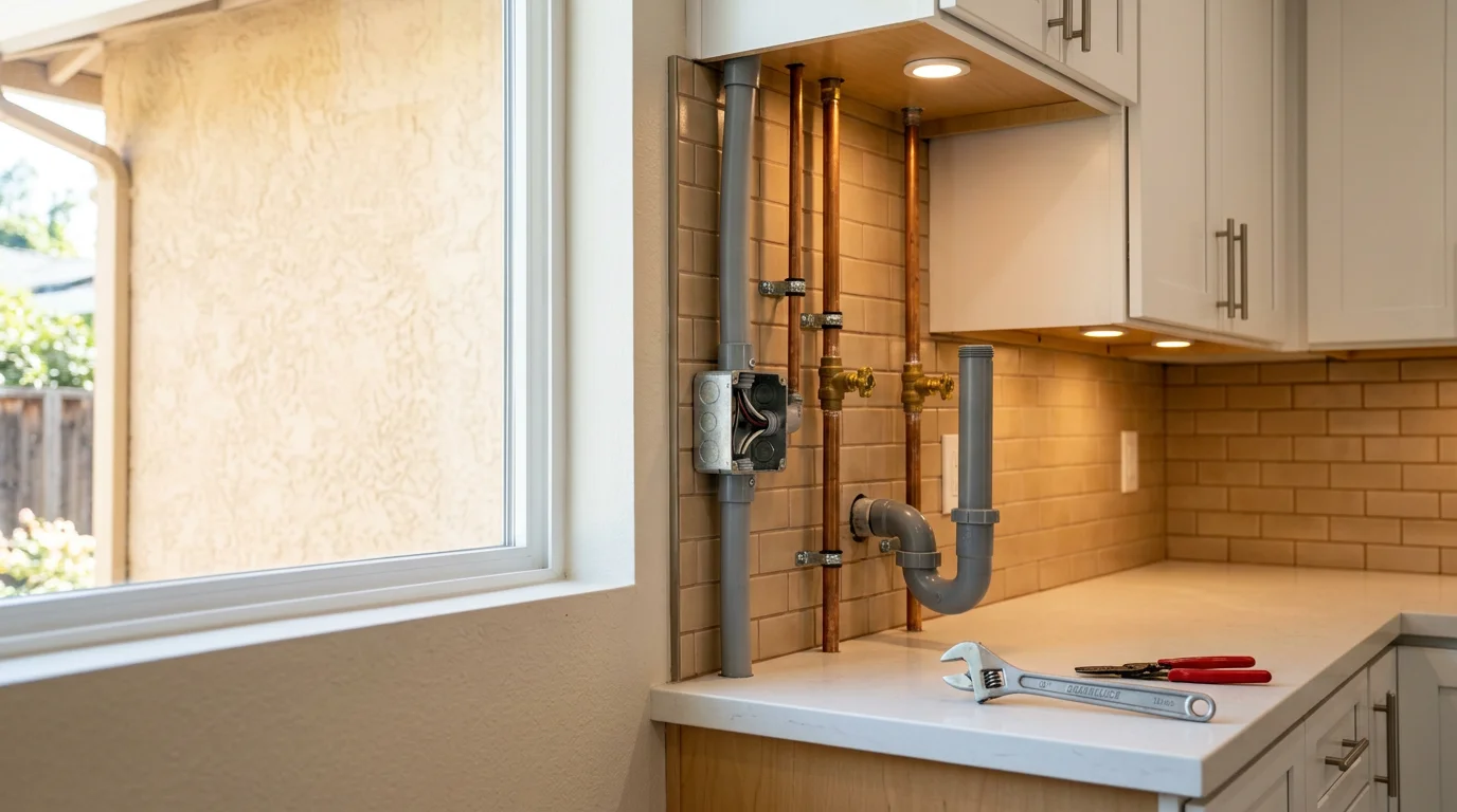 Plumbing and electrical work in a residential renovation