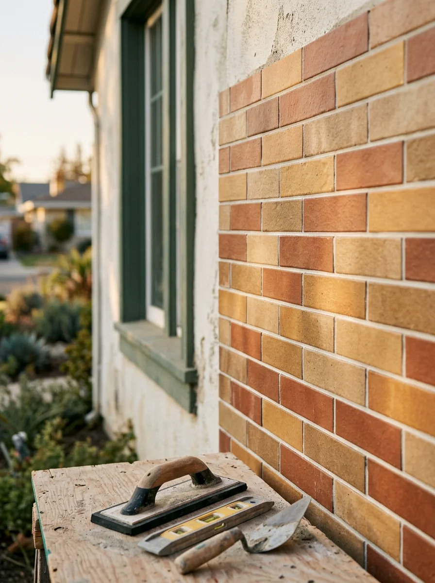 Close-up of quality workmanship on a Ripon home's exterior, showing attention to local building standards.